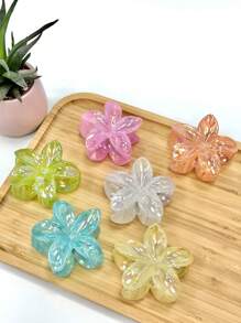 1/6 stuks Plumeria haarspeldjes, transparante AB-kleurige krabbenspeldjes, haaraccessoires met gradiënt haarklauwen, modieuze haarspeldjes met gradiënt bloemenversiering, geschikt voor vrouwen met verschillende haardiktes, unieke accessoires, effen ABS haarspeldjes in bohemienstijl, laserkleurige madeliefjes, zomerse badkamerdecoratie
