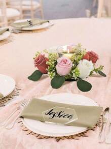 2 件人造花蜡烛花环用于婚礼家居桌面装饰春季花环布置假花植物叶蜡烛环，人造丝玫瑰花植物花环蜡烛台，花卉婚礼中心装饰塑料小花卉农舍花环用于婚礼布置，新娘花束，桌面中心装饰，美学房间装饰，礼物 - 彩色 - 查看 6