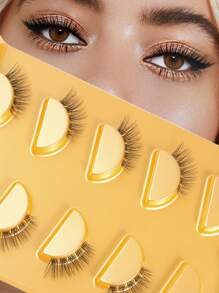 5 Pairs Natural Short Wispy Cat-Eye Transparent-Band Faux Mink Eyelashes Strip Lashes, Lashes, Eyelashes, Fake Lashes - Feather Lashes - View 1