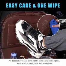 1 szt. PU skórzany organizer na tylne siedzenie samochodu, ochraniacz na oparcie siedzenia samochodu, wisząca torba na oparcie siedzenia samochodu z kieszeniami do przechowywania, uchwyt na kubek i uchwyt na chusteczki, uniwersalny organizer samochodowy do większości samochodów