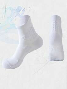 1 Đôi/4 Đôi Tất thể thao dài đến bắp chân màu trơn cho các cặp đôi, Chạy marathon, Thể dục, Đạp xe, Nhanh khô, Đáy mát-xa, Chạy bộ, Mùa thu - Nhiều màu - Xem 14