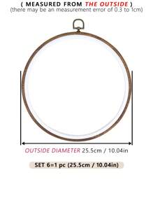1pc Brown Round Faux Wood Grain Vintage Palace Style DIY Cross Stitch Embroidery Hoop, Made Of High-Quality ABS And PVC Materials, Deformation-Resistant, With Metal Hanging Hook, Available In 7 Sizes, Suitable For Halloween, Christmas Decoration, Phone/Key Chain, Bag Charm, Hair Accessory, Desk/Bedside Decor
