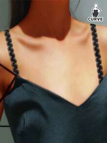 Plus Size Lace Snake Pattern Bra With Adjustable & Detachable Shoulder Straps