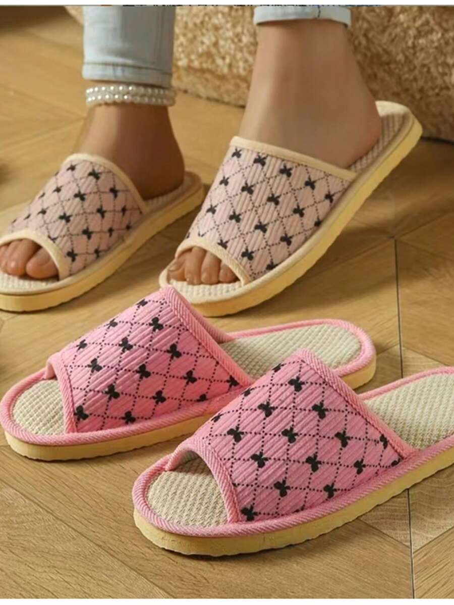 Fashion New Print Open-Toe Slippers, Slip-On Odor-Resistant Breathable Indoor & Outdoor Couples Shoes