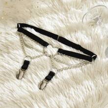 朋克暗黑风格心形女士吊袜带 - 黑色 - 查看 3