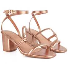 Women's Sandal With 7cm Block Heel, Black With Rhinestones, Fashion, Comfort And Sophistication, Rhinestone Strap - 金色 - 查看 2