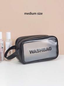 1 Pc Pvc Makeup Bag With A Small Body And Large Storage Capacity,Portable Women's Travel Transparent Waterproof Wash Bag, Storage Bag, Handbag Bag, Multi-Functional Travel Makeup Wash Bag,One Bag Is Versatile And Convenient For Daily Life, Cold Resistant, Waterproof Material, Semi Transparent Frosted Design, Beauty And Makeup Tools