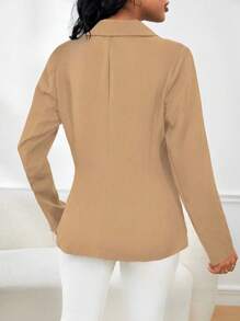 Women's Tailored Blazer Elegant Formal Jacket With Button - Nude - View 2