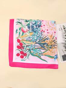1 pièce Bandana de printemps pour femme 70cm Foulard en faux soie imprimé petit fichu bandeau écharpe protection du cou, utilisation polyvalente au quotidien