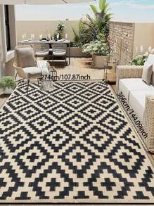 Waterproof Outdoor Rug, 5x8 Ft, Reversible Plastic Grass Patio Carpet For Garden, Camping, RV, Suitable For Yard, Patio, Balcony, Outdoor Entrance, Backyard, Bench, Picnic, Camping, Pool Deck, Black And Beige - Beige - View 8