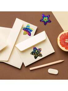 500pcs/Roll Dreamy Purple Pentagram Stickers, Colorful Shiny Round Corner Star Sticker For Rewards, Decorations, Party Gifts, Envelope Sealing, Packaging,School Supplies,Back To School - Multicolor - View 7