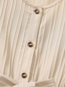 Tween Girls Casual Chiffon Cap Sleeve Jumpsuit With Belt, Simple Solid Color, Summer - Brown - View 4