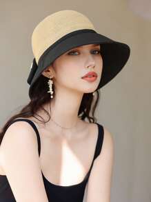 1pc Elegant Bowknot Decor Ladies Summer Bucket Hat, Breathable, Comfort, Wide Brim Sun Protection, Retro Lady Style, Foldable, Suitable For Everyday, Friend Gathering, Beach, Travel, Mother's Day Gift - A - View 18