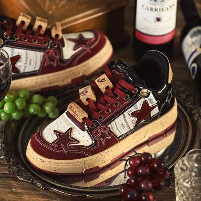Red Star Shoes, National Design Collaboration Skateboard Shoes, New Men's Shoes, Thick Sole Under $100