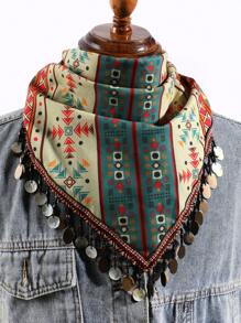 1 Khăn Bandana họa tiết Paisley Bohemian lấp lánh và tua rua trang trí thường ngày dành cho nữ, thích hợp cho du lịch, ngày lễ, ngoài trời, trang phục dự tiệc - Nhiều màu - Xem 3