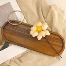 2pcs Elegant Wooden Serving Tray, Breakfast Tray, Wooden Tray, Acacia Wooden Tray, Multifunctional Snack Tray, Cake Tray, Bread Tray, Perfect For Coffee Table Desserts, Cakes& Snacks Ideal For Restaurants & Kitchens, Multi-Purpose, Bathroom Accessories, All Seasons