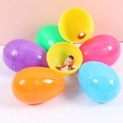 10pcs/20pcs/30pcs Easter Party Decorative Plastic Openable Fake Egg Shells, 4*6cm, Mixed Colors Random