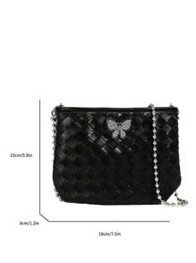 2025 New Fashion Woven Butterfly Decor Shoulder Handbag, Chic Small Square Crossbody Bag For Women