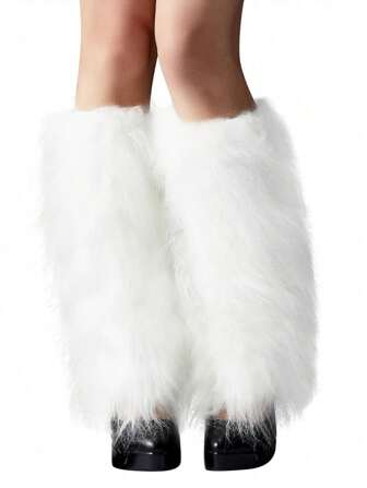 Women Y2K Furry Leg Warmers, Soft Furry Leg Warmers, Winter Fluffy Leg Warmers Halloween Santa Costume, Cozy