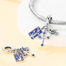 1pc S925 Silver Romantic Minimalist Clover, Palm Tree, Airplane, Lifebuoy, Insect, Cross Faith Pendant Necklace In Gift Box, Versatile For Women, Gift For Party, Jewelry - Silver - View 16