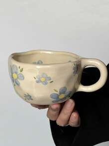 1 件 Ditsy 花卉陶瓷咖啡杯，时尚情侣牛奶杯，高品质早餐杯，适合居家返校 - 彩色 - 查看 13