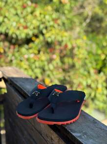 Kenner Kivah Rakka L7 Men's Casual Basic Flip Flops Tractor Sandal Everyday Side Detail - Preto/Laranja - Xem 3