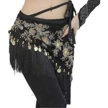 Women's Tassel Belly Dance Hip Scarf With Gold Coin Tassel Triangle Scarf Belt Skirt Carnival Stage Performance Carnival Waist Chain Embroidered Shawl Hip Triangle Scarf Latin Dance Sequin Tassel Hip Scarf - Multicolor - View 8