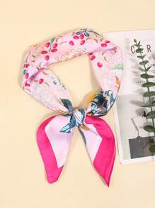 1 pièce Bandana de printemps pour femme 70cm Foulard en faux soie imprimé petit fichu bandeau écharpe protection du cou, utilisation polyvalente au quotidien