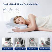 Z-HOM 2 Pack Value Bundle Cervical Neck Pillow For Sleeping, Ergonomic Contour Side Sleeper Pillows Perfect For Families, Orthopedic Pillow For Neck Relief Support, Memory Foam Pillows Back Stomach Sleepers - Gray - View 7