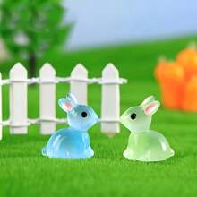 20 件发光动物雕像、用于 DIY 工艺品的树脂兔子珠、微型仙女花园配件、用于珠宝制作的未上漆珠子、复活节装饰品 - 彩色 - 查看 5