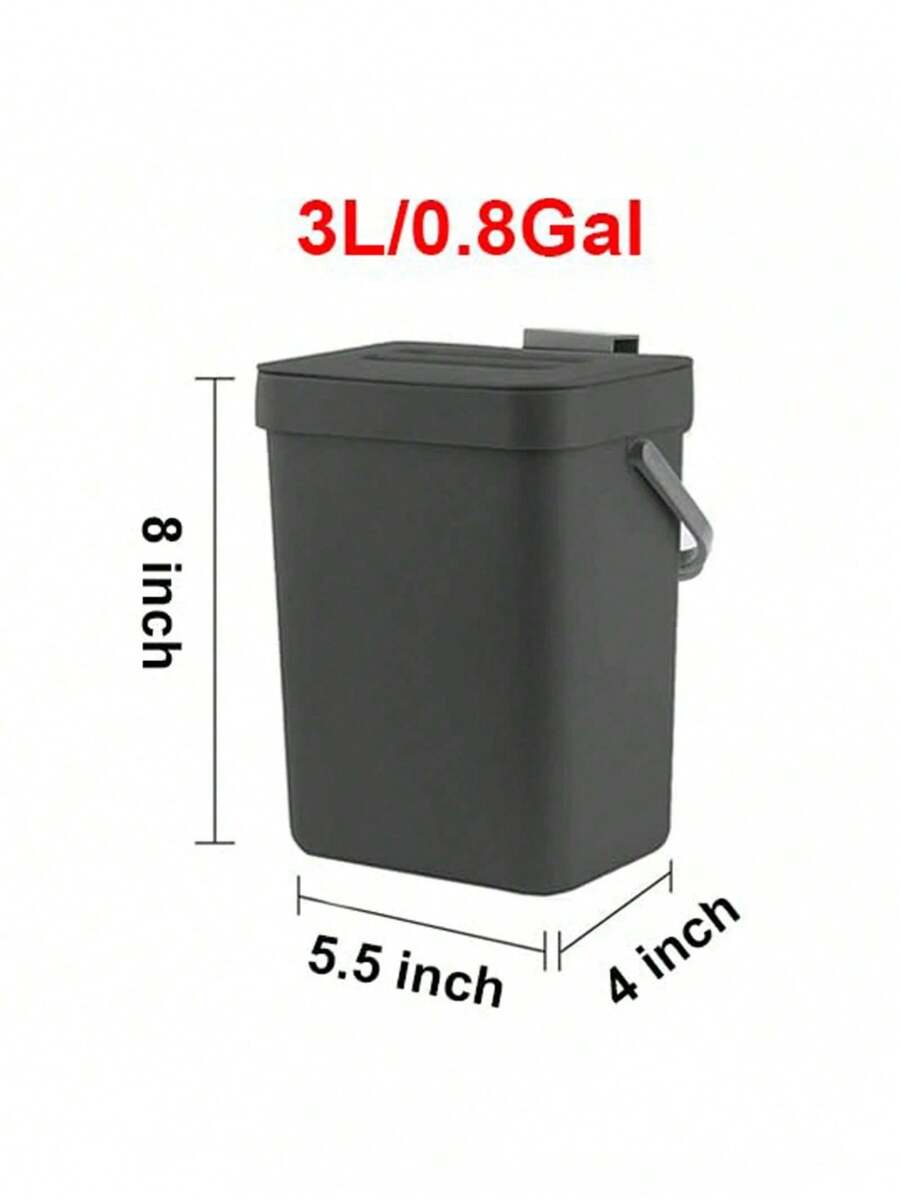 Small  Trash Can, Hanging Small Trash Can With Lid Under Sink For Kitchen,Food Waste Bin ,Mountable Garbage Can Bathroom - Black - View 1