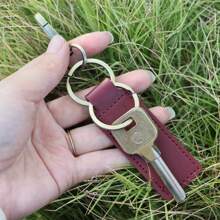 Customized Name Text Keychain, Personalized Leather Keychain, Wedding Anniversary Gift Engraved Leather Keychain Pendant, Holiday Gift, Send To Friends, Send To Lovers - Multicolor - View 5