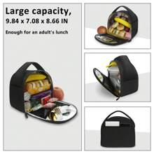 1 件防水隔热午餐袋，8L 大容量午餐盒，便携式冷藏袋，带手柄和拉链，适合旅行、工作、学校 - 送给女士的礼物，送给男士的礼物 - 黑色 - 查看 6