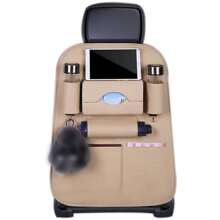 1 szt. PU skórzany organizer na tylne siedzenie samochodu, ochraniacz na oparcie siedzenia samochodu, wisząca torba na oparcie siedzenia samochodu z kieszeniami do przechowywania, uchwyt na kubek i uchwyt na chusteczki, uniwersalny organizer samochodowy do większości samochodów