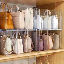 1pc Plastic Clear Bag Storage Divider, Acrylic Closet Finishing Divider, Purse Handbag Storage Rack, Transparent Bag Organizer Stand