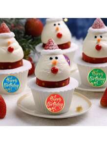 500pcs/Roll Birthday Graffiti Self-Adhesive Stickers, 1 Inch Round, 18 Patterns, Black Print/Colorful Foil, Birthday Party Decoration, Gift Wrapping, Envelope Card, Commercial DIY Decor Labels, PVC Waterproof Sealing Stickers - Multicolor - View 10