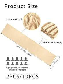 Set de 2 piezas/10 piezas Manteles de tela satinada multicolor de 30*275cm de largo, telas de alta calidad y suavidad sedosa para bodas, fiestas de cumpleaños, banquetes, graduaciones, decoración de eventos de compromiso, también se puede usar como faja para sillas o accesorio