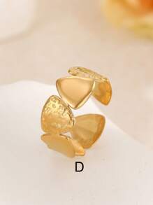1pc Fashionable Minimalist Asymmetrical Stainless Steel Gold-Plated Ring, Unique Personalized Design, High-End Tarnish Resistant Finger Jewelry