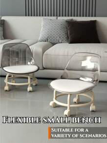 带脚轮的旋转凳，亚克力可移动靠背椅，带轮子的便携式紧凑型家用凳