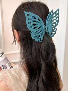 1件，女士大号哑光亮面蝴蝶镂空夹双盘发夹时尚马尾发爪适合送给女性朋友的精美礼物（颜色鲜艳） - 彩色 - 查看 4