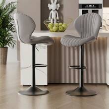 Nalupatio Modern Bar Stools Set Of 2,Adjustable Swivel Barstools,Counter Height Stool Chair With High Backrest For Dining Room - Xám - Xem 2
