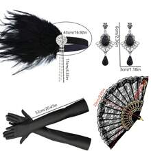 6pcs 1920s Women's Wedding Party Makeup Ball Headpiece Earrings Pearl Bracelet Long Pearl Necklace Hairband Vintage Sexy 4pcs Set Party Costume Prom - A - View 3