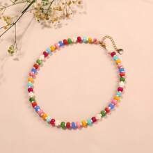 A Golden Cloud Bohemia Style Rainbow Gemstone Beaded Necklaces For Women Colorful Natural Stone Necklaces Surfer Beach Jewelry Gifts Daily Wear - Multicolor - View 2