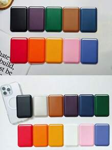 1 pieza Soporte de tarjetas magnético de piel sintética, estuche compacto y práctico para tarjetas, compatible con 12/13/14/15/16 con pegatina trasera para almacenar tarjetas bancarias/de identificación/de acceso y monedas