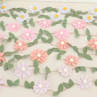 Vòng hoa treo thủ công 1 chiếc, chủ đề sinh nhật hoa mùa xuân, phong cách Boho màu hồng, trắng, cam, tím, dùng để trang trí phòng ngủ và làm nền chụp ảnh