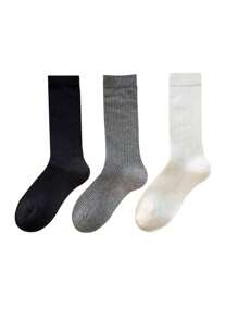 1 Pair/3 Pairs Women's Lightweight Solid Breathable Knee High Socks For Students, Summer, Fall