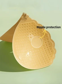 1 Piece Of Sticky Bra Skin Color Lace Invisible Breast Stickers Gathered Strapless Nipple Stickers - Apricot - View 3