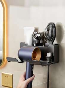 1 件壁挂式吹风机支架、储物架、免提吹风机挂架 - 浴室吹风机储物架 - 适合所有浴室类型 - 保持吹风机整洁且易于取用 - 送给房主的绝佳礼物