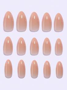 30 件杏仁形长按指甲，渐变裸色法式指甲贴，全覆盖，适合女性女孩礼物、派对、办公室穿着，包括美甲工具双面胶带 1 件和指甲锉 1 件，夏季美甲美甲用品美甲 - 彩色 - 查看 4