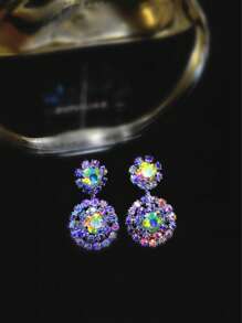 1 paire de boucles d'oreilles à clous en cristal CZ effet AB, pour un look glamour, idéales pour le mariage, les fêtes et les cérémonies de remise des diplômes